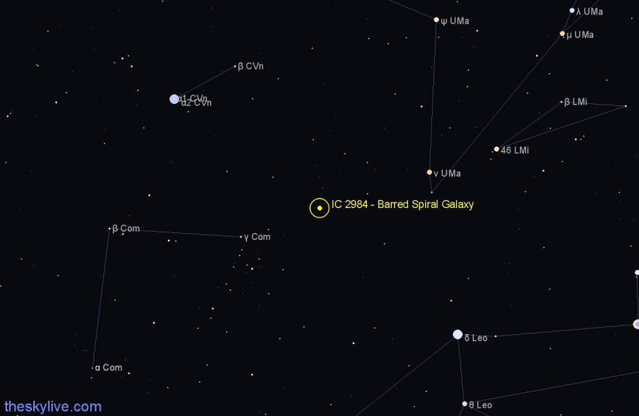 Finder chart IC 2984 - Barred Spiral Galaxy in Ursa Major star
