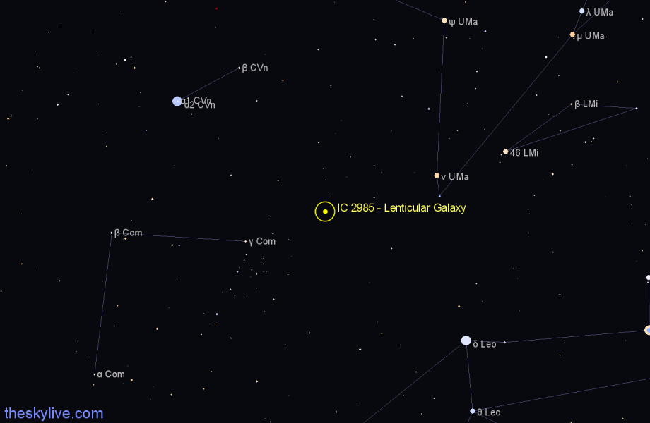 Finder chart IC 2985 - Lenticular Galaxy in Ursa Major star