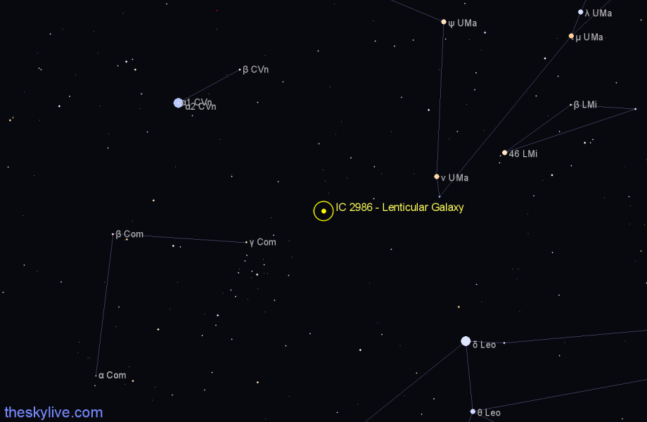 Finder chart IC 2986 - Lenticular Galaxy in Ursa Major star