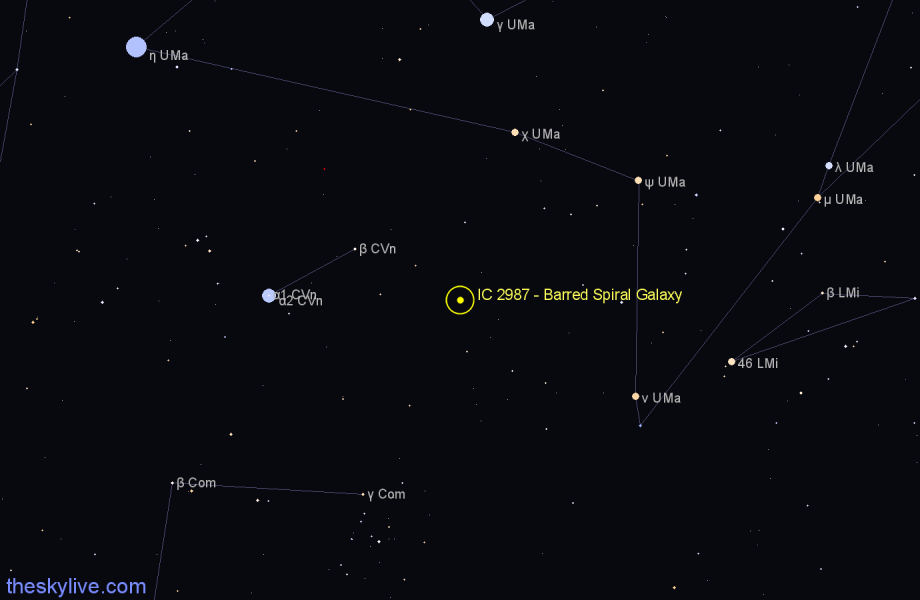 Finder chart IC 2987 - Barred Spiral Galaxy in Ursa Major star