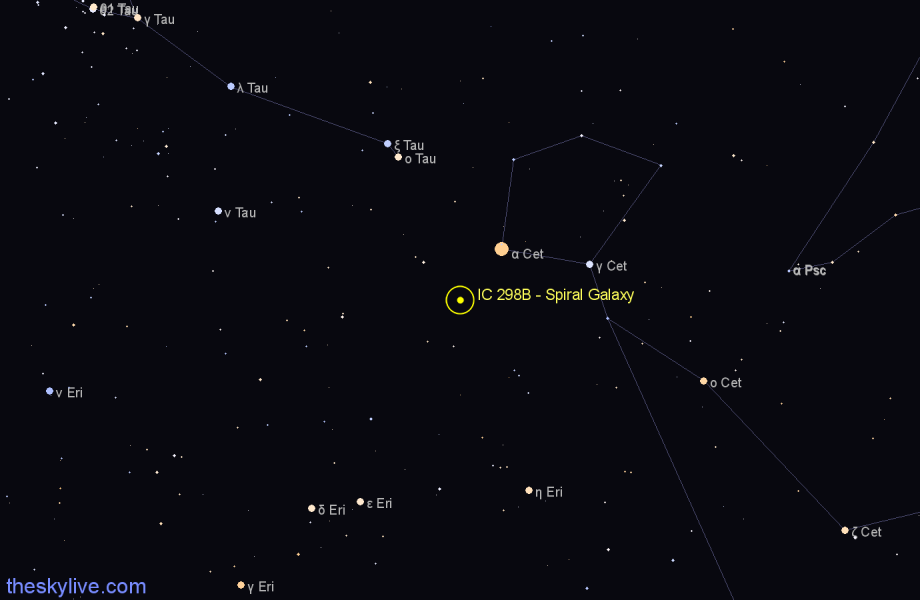 Finder chart IC 298B - Spiral Galaxy in Cetus star