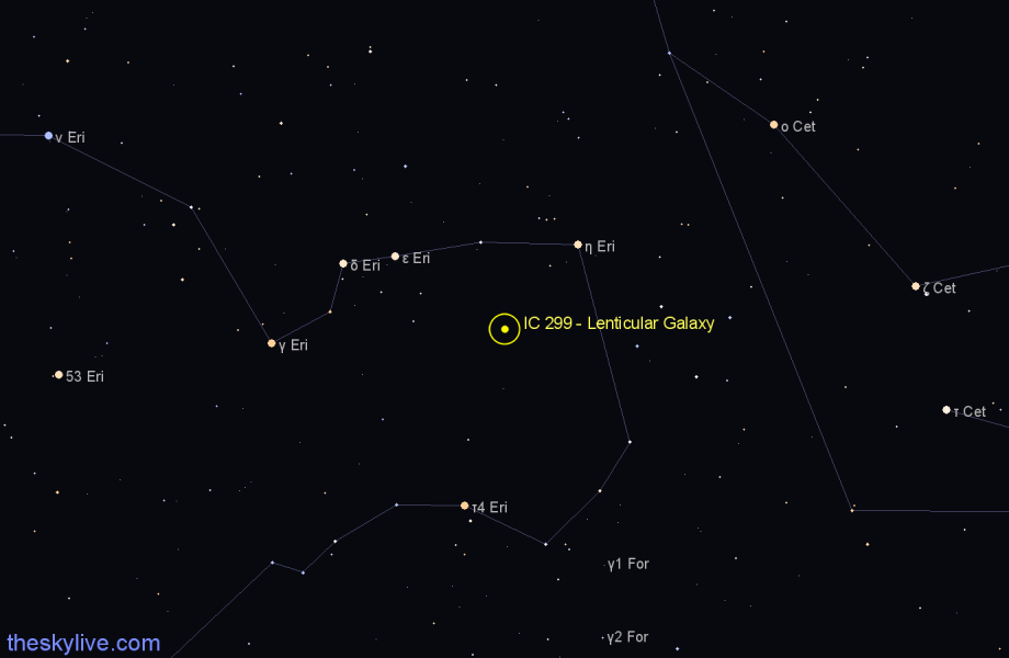 Finder chart IC 299 - Lenticular Galaxy in Eridanus star