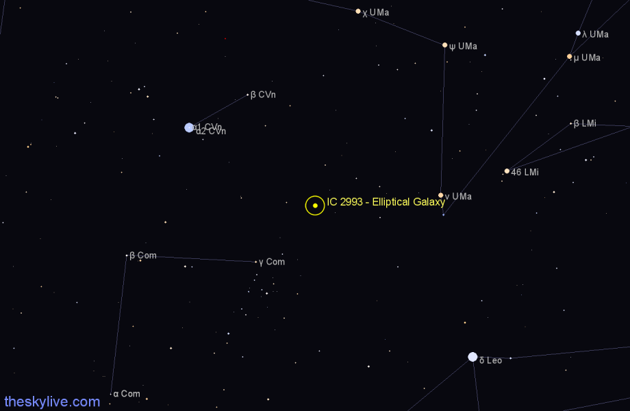 Finder chart IC 2993 - Elliptical Galaxy in Coma Berenices star