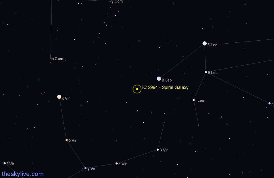 Finder chart IC 2994 - Spiral Galaxy in Virgo star