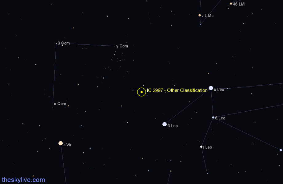 Finder chart IC 2997 - Other Classification in Coma Berenices star