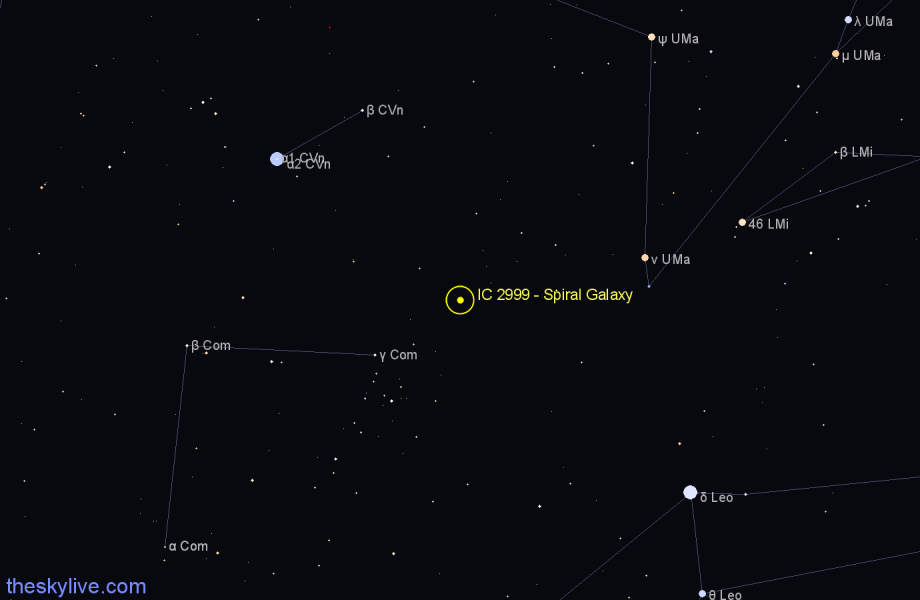 Finder chart IC 2999 - Spiral Galaxy in Coma Berenices star