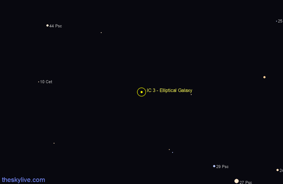 Finder chart IC 3 - Elliptical Galaxy in Pisces star