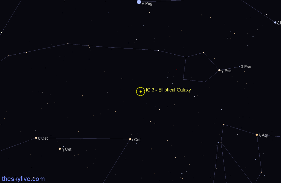 Finder chart IC 3 - Elliptical Galaxy in Pisces star