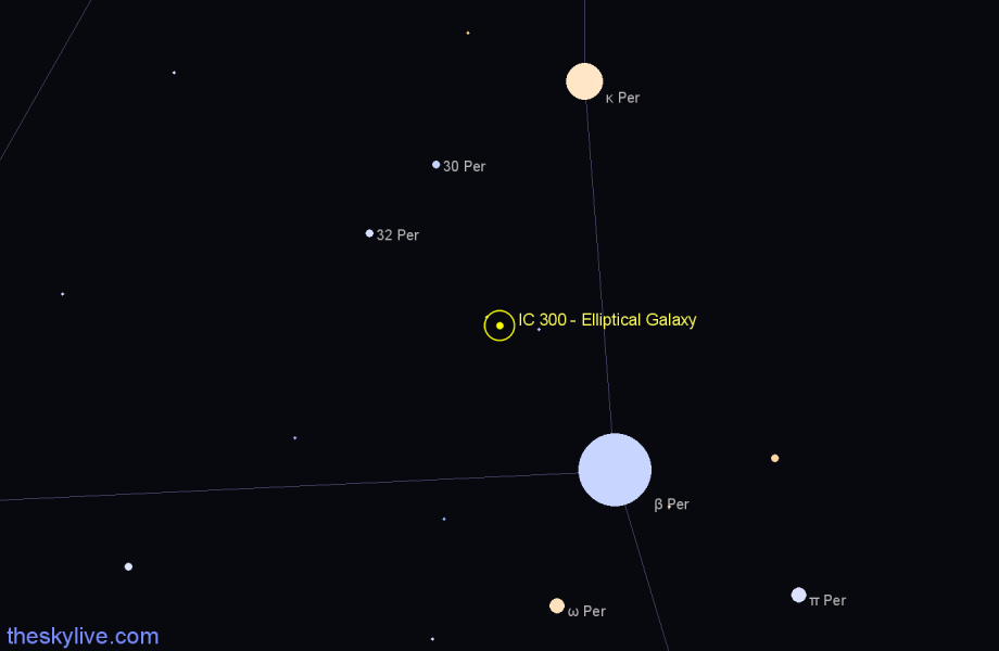 Finder chart IC 300 - Elliptical Galaxy in Perseus star