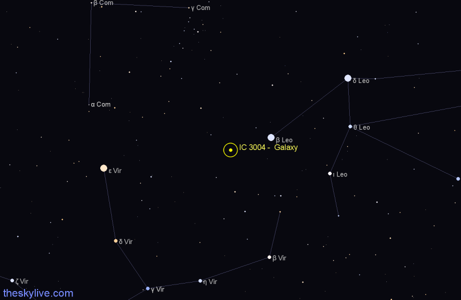 Finder chart IC 3004 - Galaxy in Virgo star