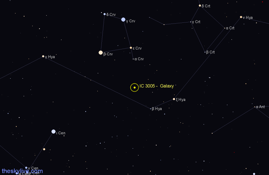 Finder chart IC 3005 - Galaxy in Hydra star