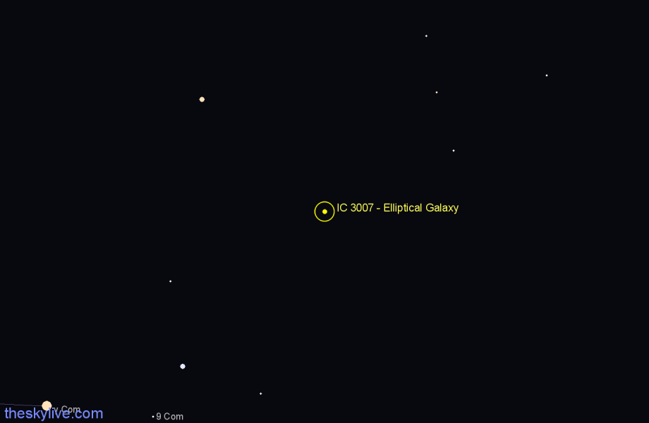 Finder chart IC 3007 - Elliptical Galaxy in Coma Berenices star