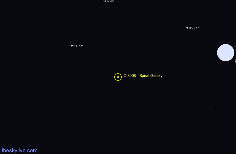 Finder chart IC 3008 - Spiral Galaxy in Coma Berenices star