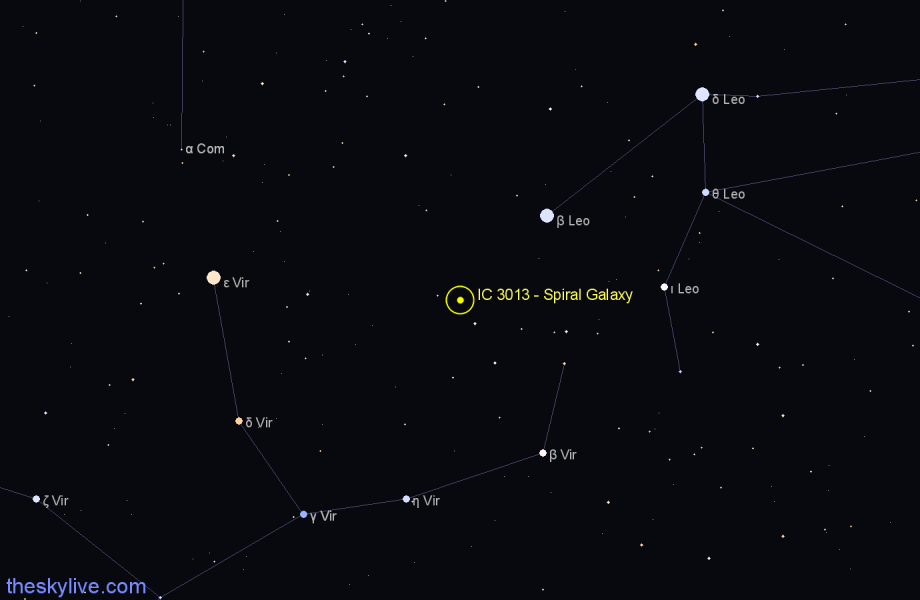Finder chart IC 3013 - Spiral Galaxy in Virgo star