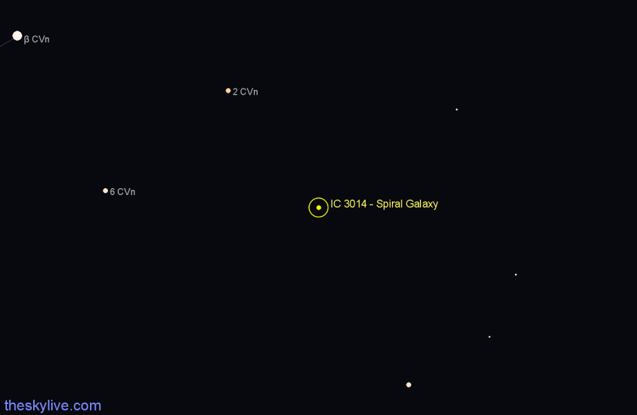 Finder chart IC 3014 - Spiral Galaxy in Canes Venatici star
