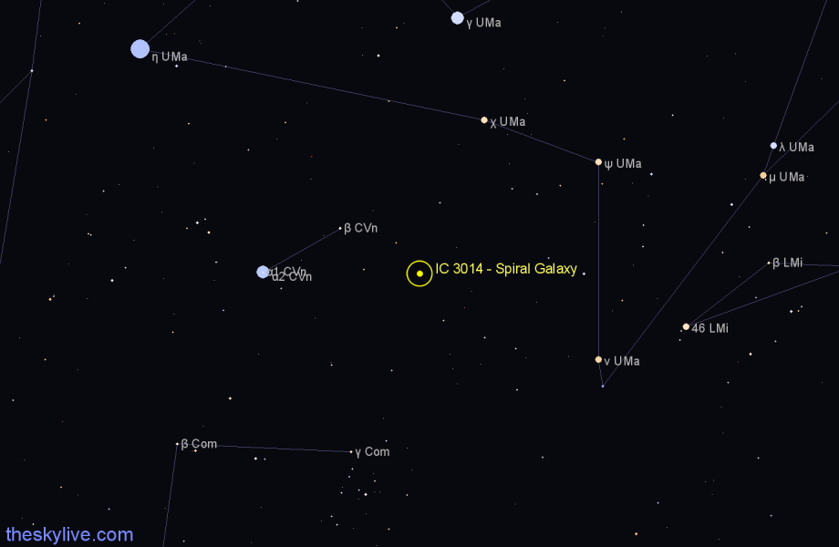 Finder chart IC 3014 - Spiral Galaxy in Canes Venatici star