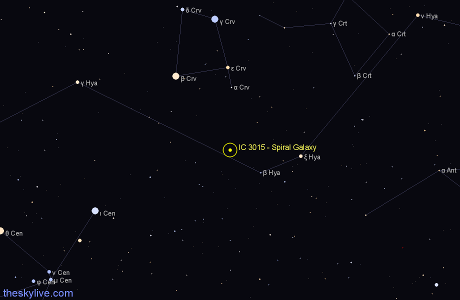 Finder chart IC 3015 - Spiral Galaxy in Hydra star