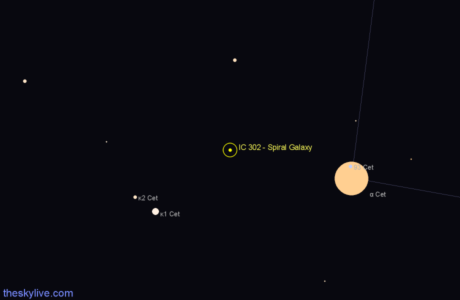 Finder chart IC 302 - Spiral Galaxy in Cetus star