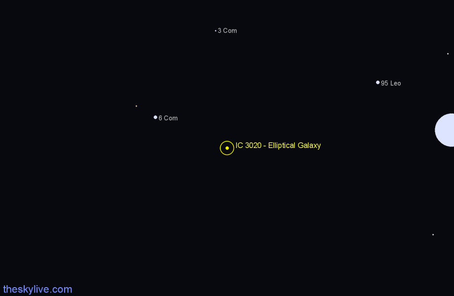 Finder chart IC 3020 - Elliptical Galaxy in Coma Berenices star