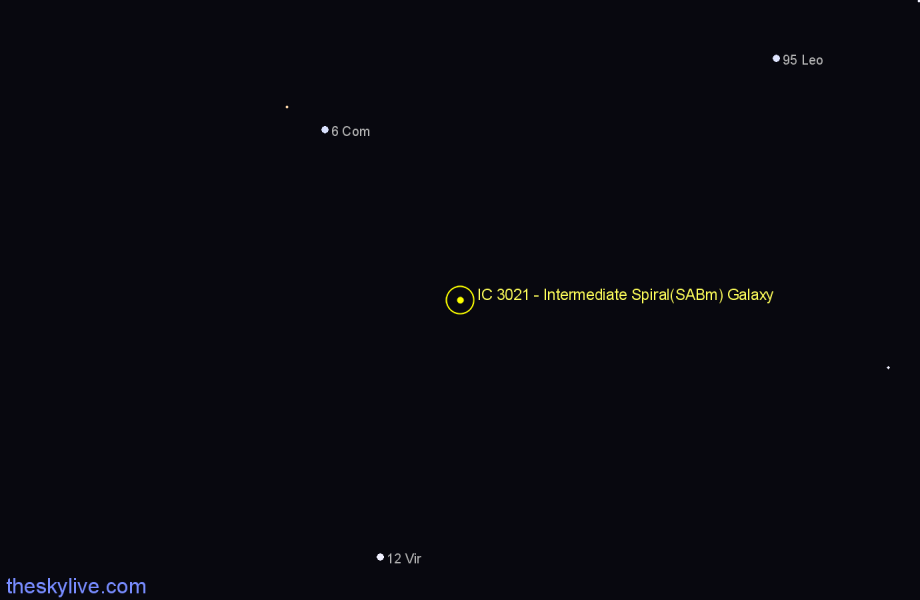 Finder chart IC 3021 - Intermediate Spiral(SABm) Galaxy in Virgo star