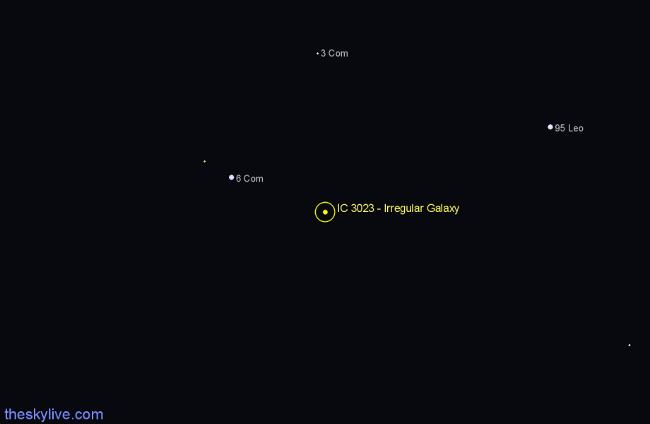 Finder chart IC 3023 - Irregular Galaxy in Coma Berenices star