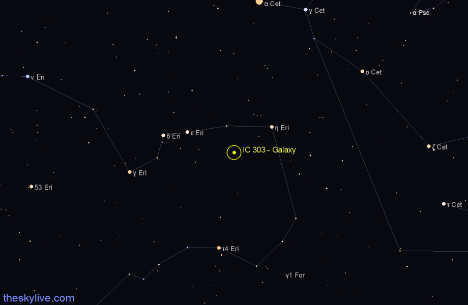 Finder chart IC 303 - Galaxy in Eridanus star