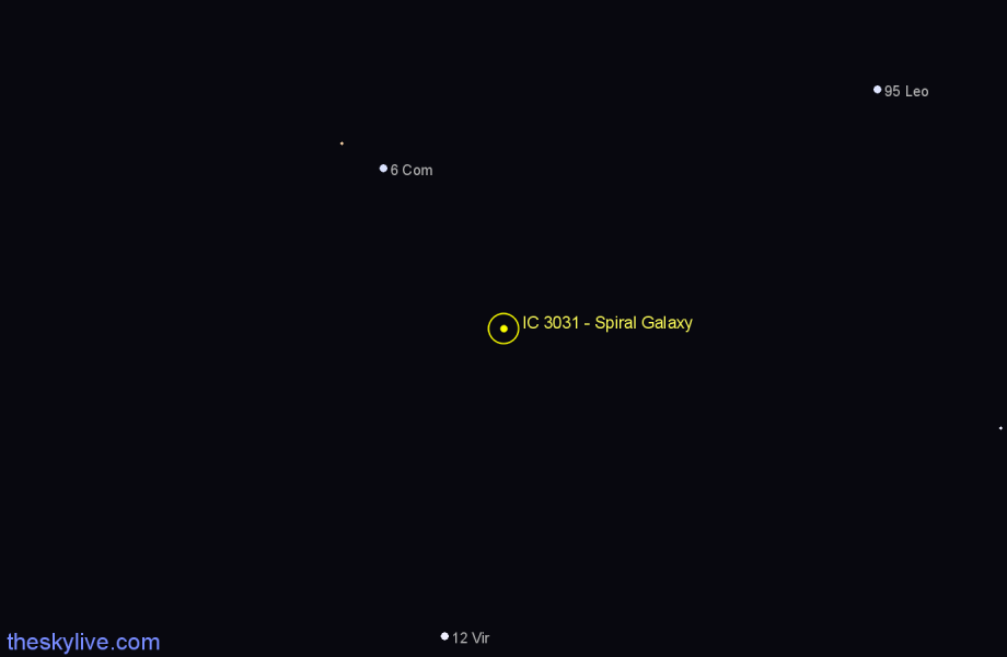 Finder chart IC 3031 - Spiral Galaxy in Virgo star