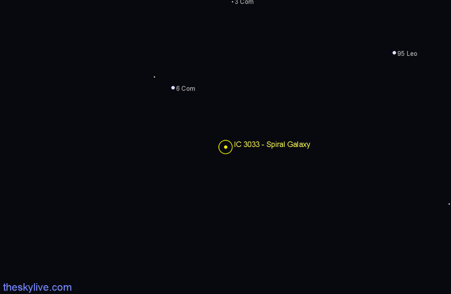 Finder chart IC 3033 - Spiral Galaxy in Coma Berenices star