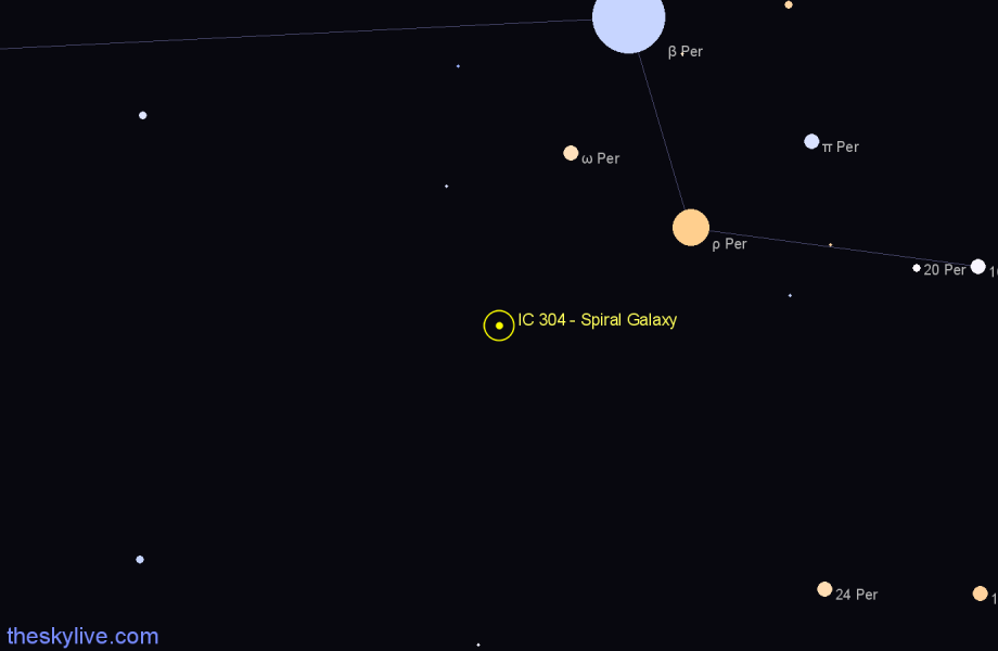 Finder chart IC 304 - Spiral Galaxy in Perseus star