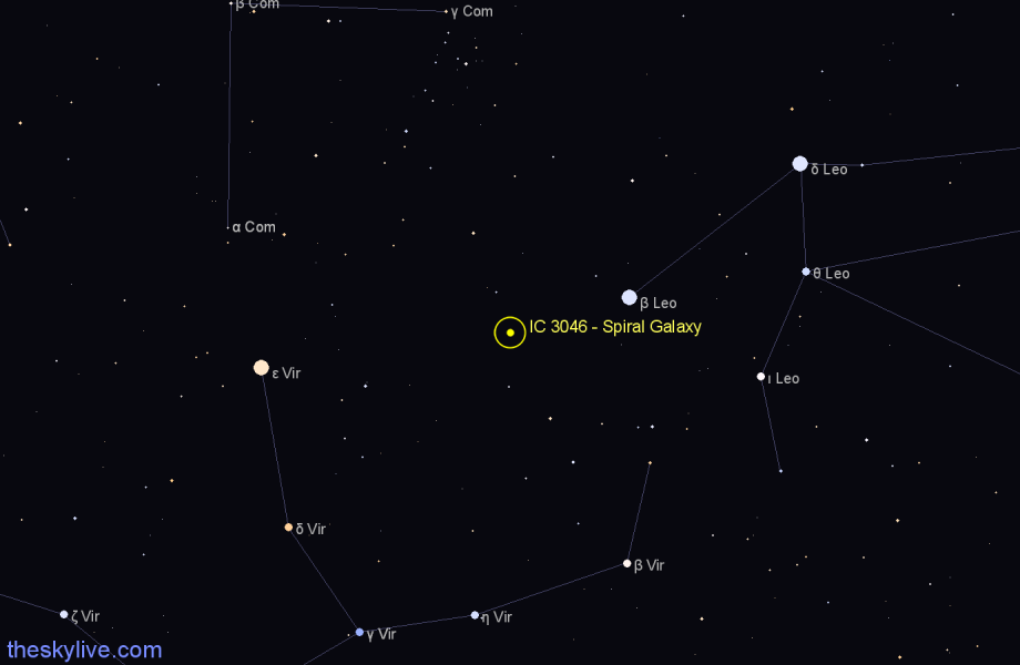 Finder chart IC 3046 - Spiral Galaxy in Virgo star