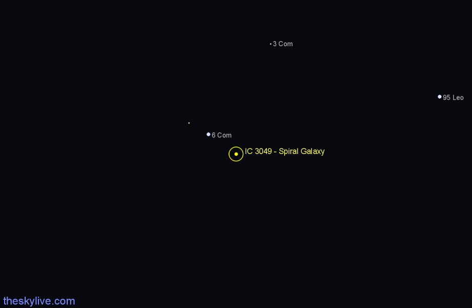 Finder chart IC 3049 - Spiral Galaxy in Coma Berenices star