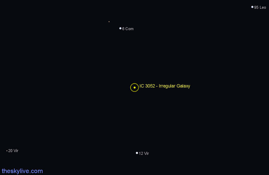 Finder chart IC 3052 - Irregular Galaxy in Virgo star