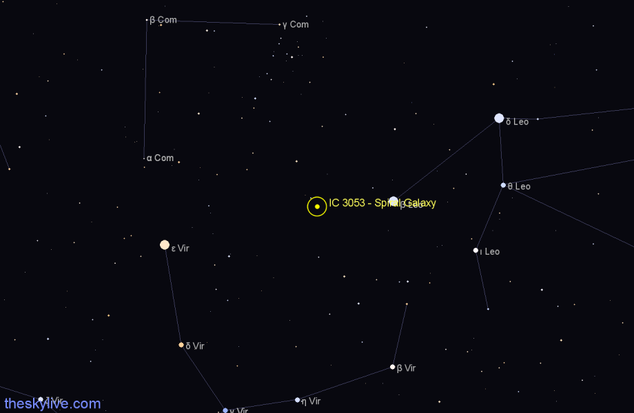 Finder chart IC 3053 - Spiral Galaxy in Coma Berenices star