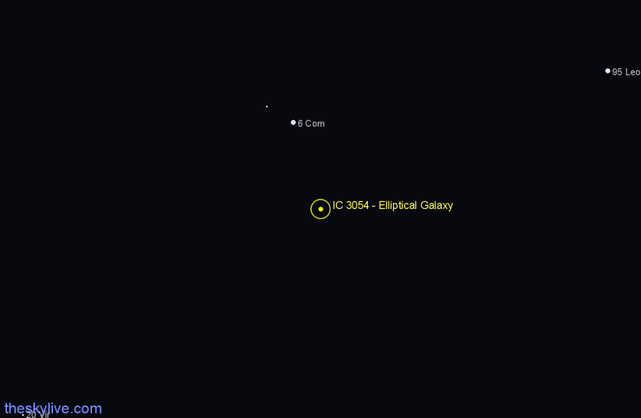 Finder chart IC 3054 - Elliptical Galaxy in Coma Berenices star