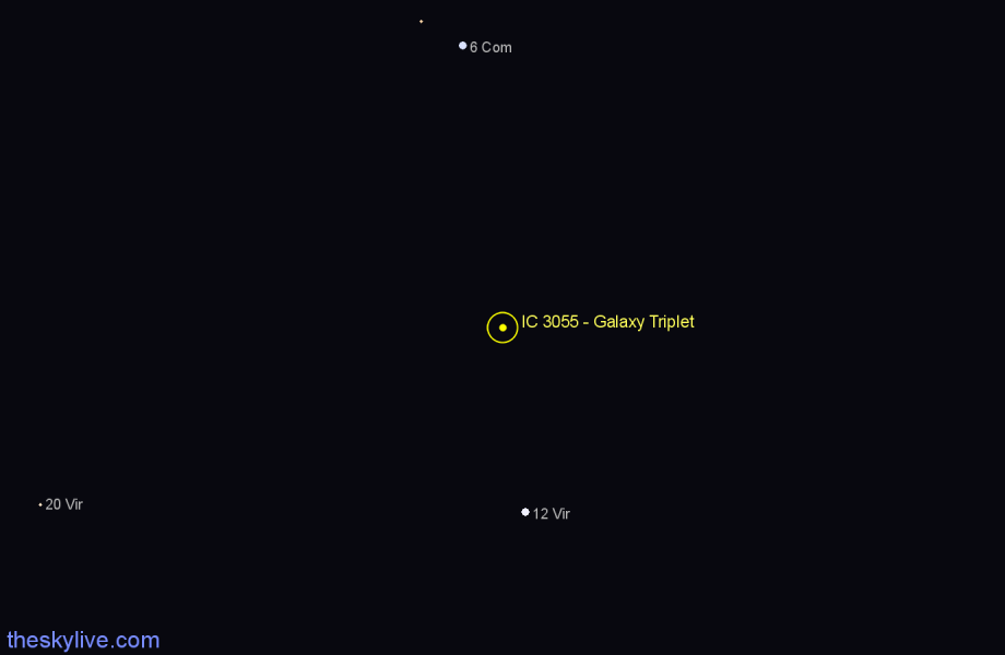 Finder chart IC 3055 - Galaxy Triplet in Virgo star