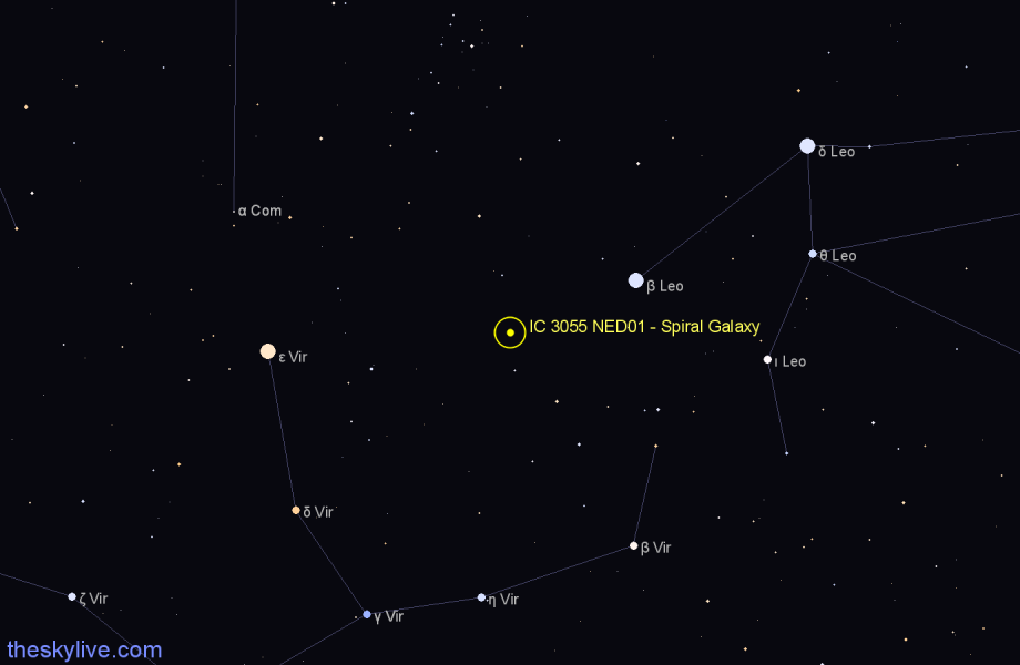 Finder chart IC 3055 NED01 - Spiral Galaxy in Virgo star