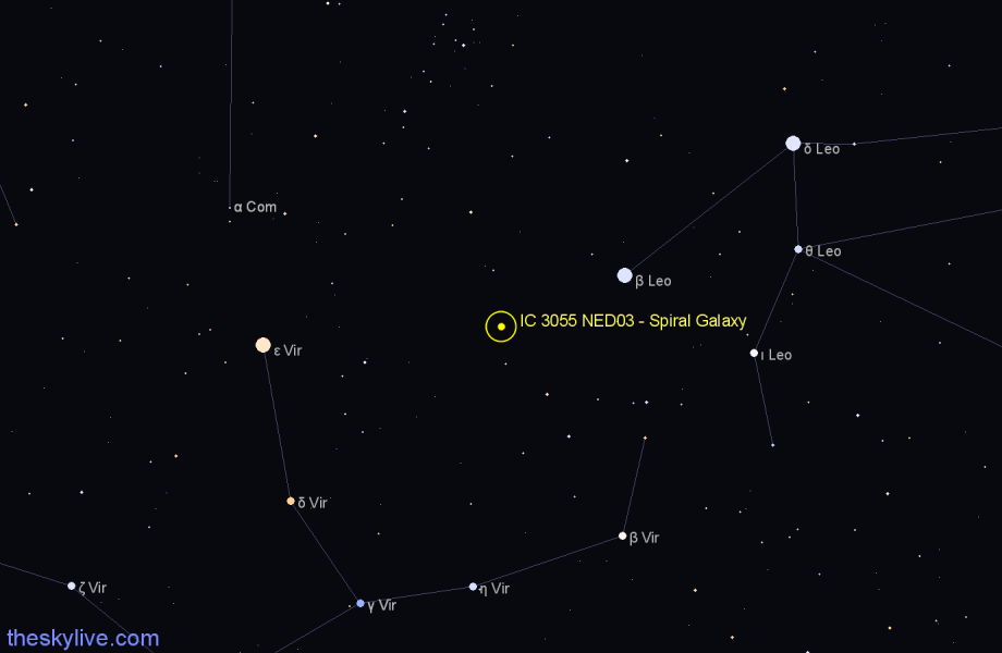 Finder chart IC 3055 NED03 - Spiral Galaxy in Virgo star