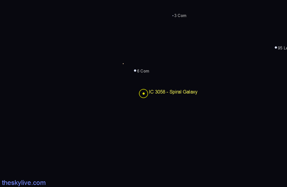 Finder chart IC 3058 - Spiral Galaxy in Coma Berenices star