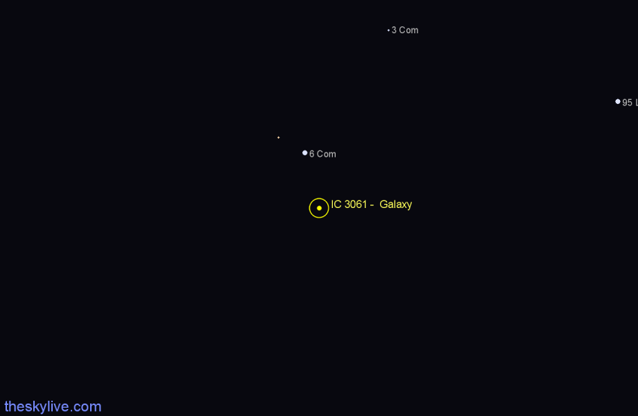 Finder chart IC 3061 - Galaxy in Coma Berenices star