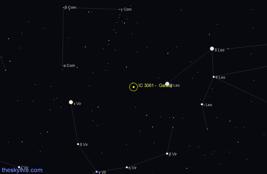 Finder chart IC 3061 - Galaxy in Coma Berenices star