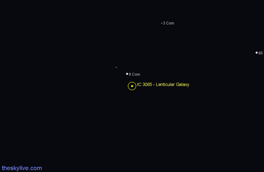 Finder chart IC 3065 - Lenticular Galaxy in Coma Berenices star