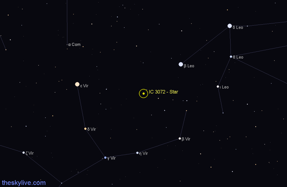 Finder chart IC 3072 - Star in Virgo star