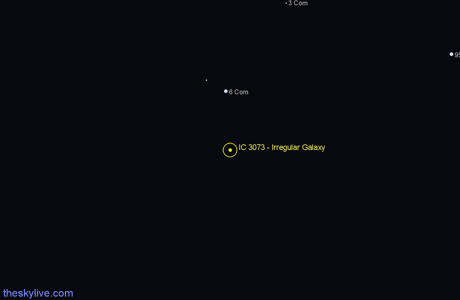 Finder chart IC 3073 - Irregular Galaxy in Coma Berenices star