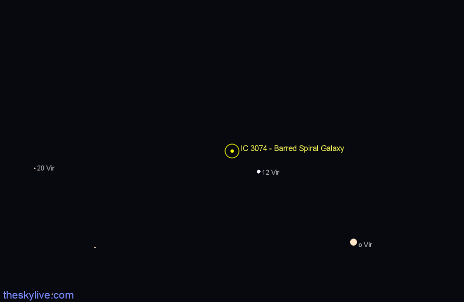 Finder chart IC 3074 - Barred Spiral Galaxy in Virgo star