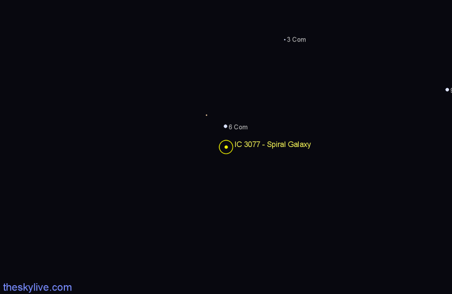 Finder chart IC 3077 - Spiral Galaxy in Coma Berenices star