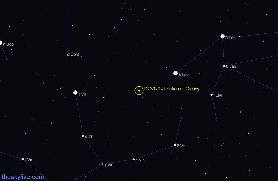 Finder chart IC 3079 - Lenticular Galaxy in Virgo star