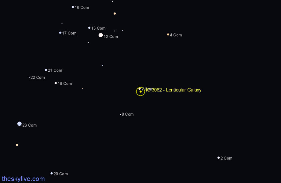 Finder chart IC 3082 - Lenticular Galaxy in Coma Berenices star