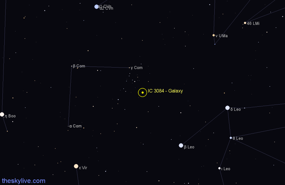 Finder chart IC 3084 - Galaxy in Coma Berenices star