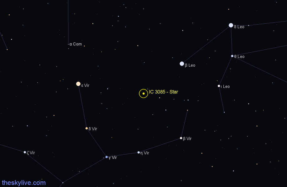 Finder chart IC 3085 - Star in Virgo star