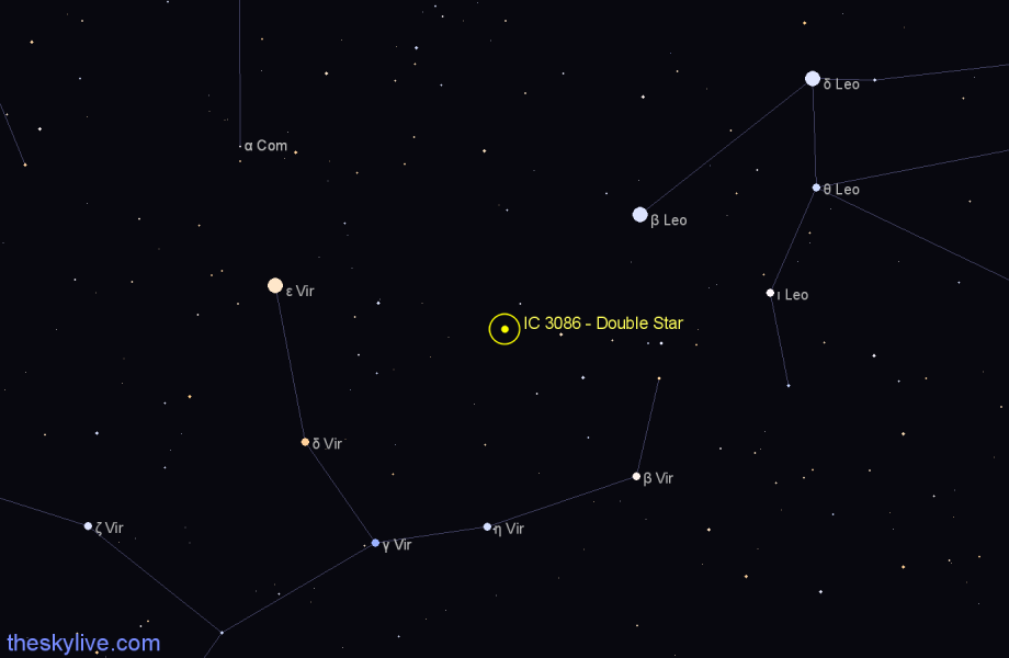 Finder chart IC 3086 - Double Star in Virgo star